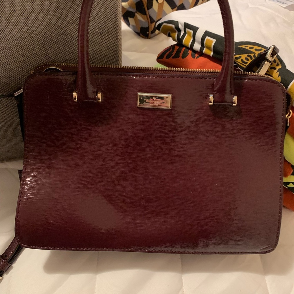 Kate Spade Burgundy Satchel with Structured Design